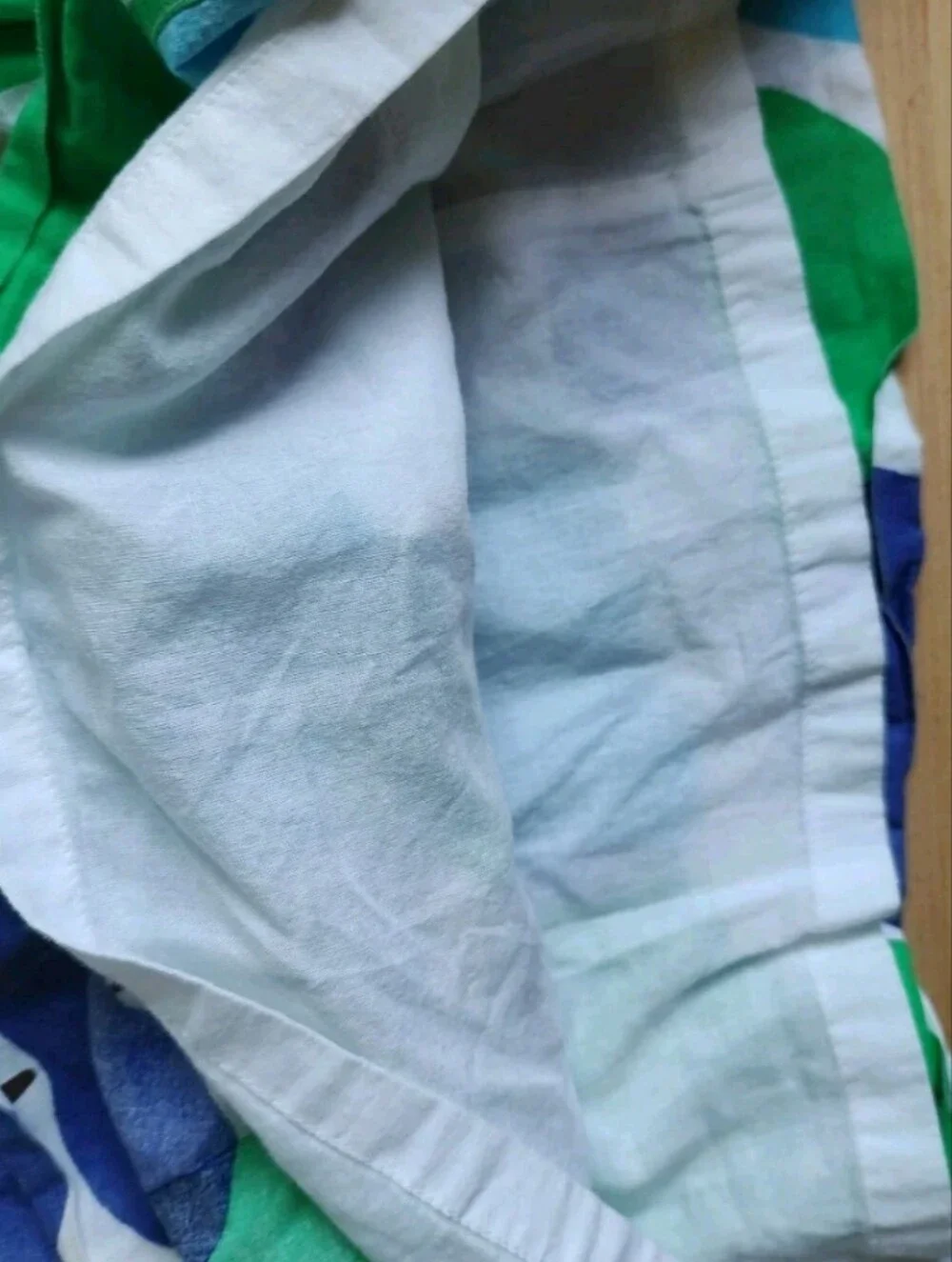Mini Boden Girls Dress White Blue Green Ruffle Straps Apple Zip Pockets 13 14 Y